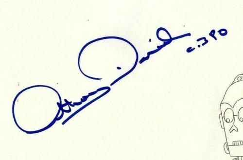 ANTHONY DANIELS Signed Star Wars "DROIDS" Cartoon Animation Drawing BAS #Q93229