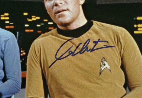 William Shatner Autographed 11x14 Star Trek w/ Spock Photo - Beckett Auth *Blue