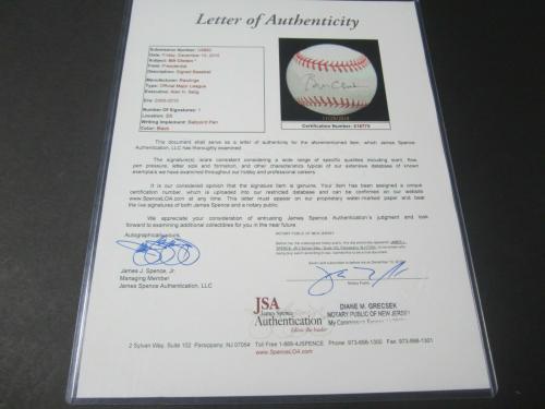 Bill Clinton President POTUS signed autographed OMLB baseball JSA FULL LETTER