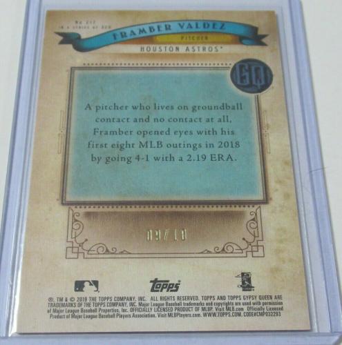 2019 Topps Gypsy Queen #217 Framber Valdez Red Border Ssp Rookie Rc #d 09/10