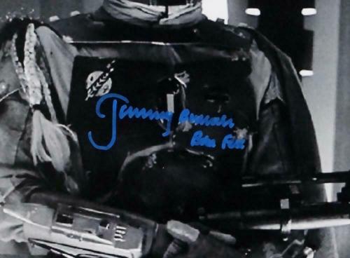 Jeremy Bulloch Autographed Boba Fett B&W Close Up 11x14 Photo- JSA W Auth *Blue