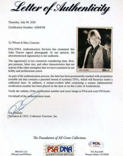 john denver psa dna coa hand signed 8x10 photo autograph