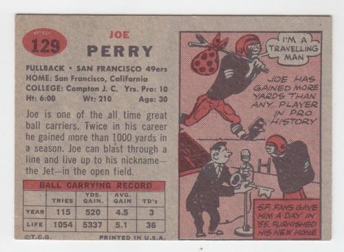 1957 Topps #129 Joe Perry San Francisco 49ers Football Card EX+