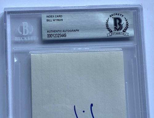 Bill Wyman signed index card the rolling stones autographed beckett coa slabbed