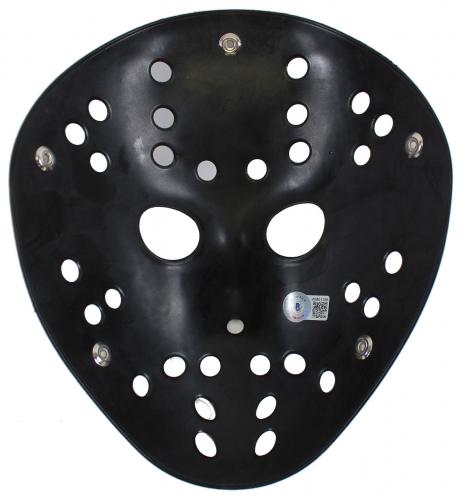 Ari Lehman Friday The 13th Jason 1 Signed Black Jason Mask w/ Silver Sig BAS Wit