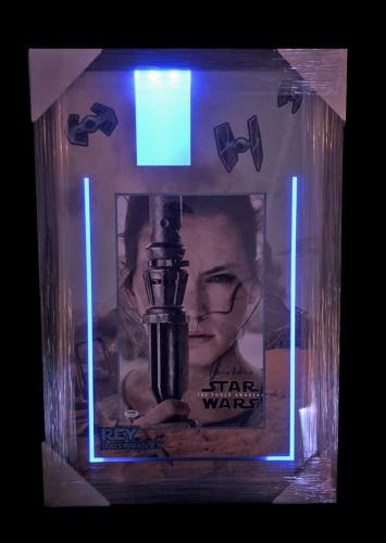 Daisy Ridley Signed Star Wars Rey 20x30 Light Up Framed Poster PSA & Steiner COA