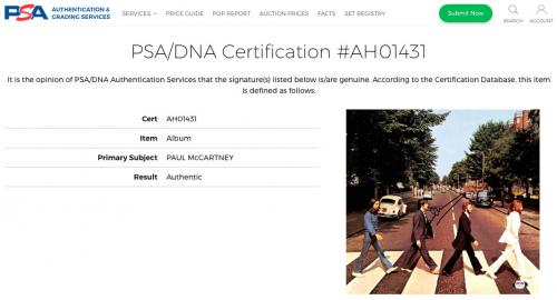 Paul Mccartney Signed The Beatles Abbey Road Record Album Psa Loa Ah01431