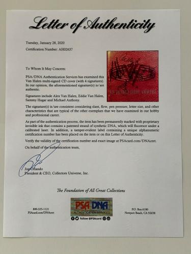 Eddie Van Halen Sammy Hagar Alex Band Signed Autograph CD Cover PSA DNA j2f1c