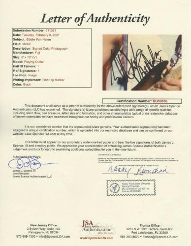 Eddie Van Halen Signed Autographed 8X10 Photo Vintage Playing Guitar JSA LOA