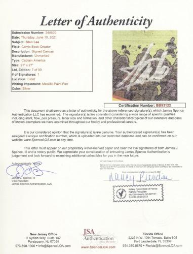 Stan Lee Signed Autographed Marvel New Avengers #59 Print 7/99 21x27 JSA BB93122