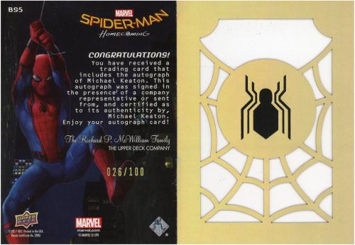 Michael Keaton Spider-Man Autographed 2017 Upper Deck Masterworks Booklet #BS-5 #26/100 Card - Upper Deck