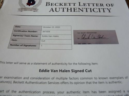 Eddie Van Halen ORIGINAL Mag Release Contract Signed Autograph BAS Certified