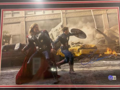 Chris Evans autograph signed Captain America 16x11 photo Framed BAS Beckett