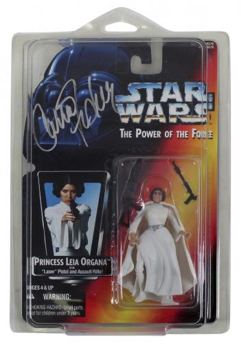 Carrie Fisher Star Wars Signed Princess Leia Organa Action Figure BAS #AA03817