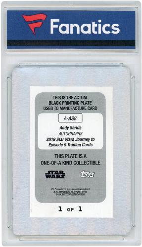 Andy Serkis Star Wars 2019 Topps Star Wars Journey to Episode 9 Black Printing Plate #A-AS8 Card - Limited Edition of 1