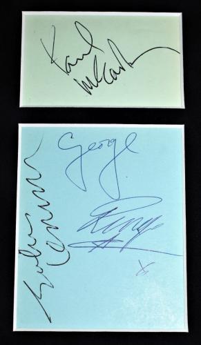 John Lennon, Paul McCartney, George Harrison + Ringo Starr Signed Cuts - Custom Framed with BEATLES Album photos + JSA and Beckett LOAs