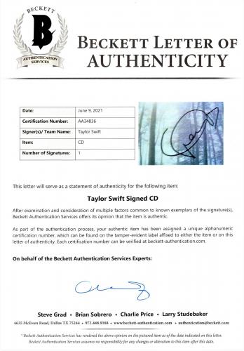 Taylor Swift Signed Autographed FOLKORE CD Book FRAMED with Photos + BECKETT LOA
