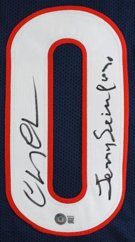 Chevy Chase Christmas Vacation "Jerry Seinfeld" Signed Navy Griswold Jersey BAS