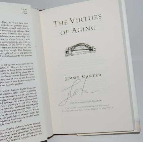 JIMMY CARTER signed (THE VIRTUES OF AGING) US President hardcover book W/COA #1