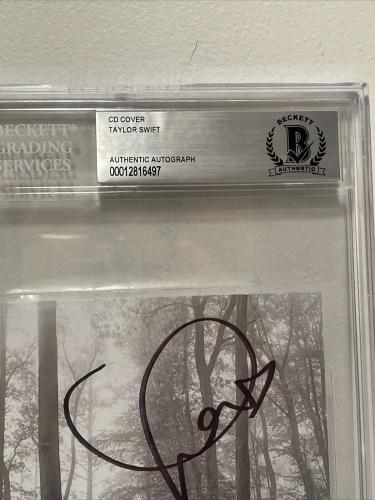 Taylor Swift Signed Autographed Folklore CD Cover Music Rare Beckett Slabbed 5