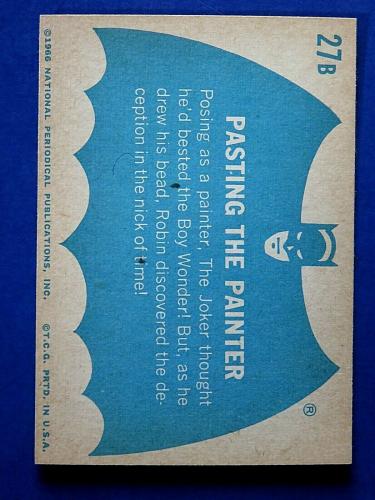 1966 TOPPS BATMAN Blue Bat TRADING CARD #27-B Pasting The Painter ~ NM/MT