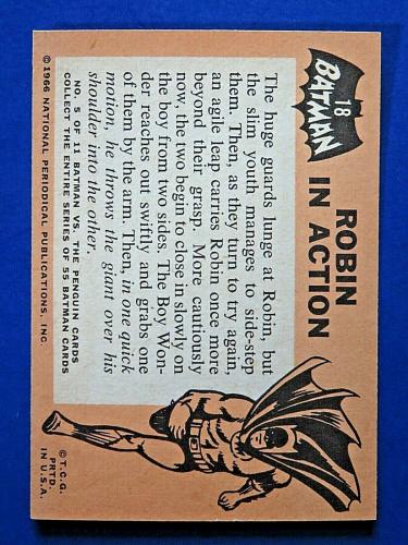 1966 TOPPS BATMAN Black Bat TRADING CARD #18 Robin In Action ~ NM