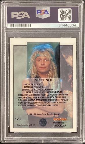 Vince Neil Signed 1991 Brockum #129 Card Motley Crue Autograph Tommy Lee PSA/DNA