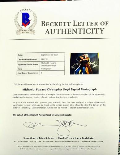 MICHAEL J FOX & CHRISTOPHER LLOYD Signed Auto BACK TO THE FUTURE 16x20 Photo BAS