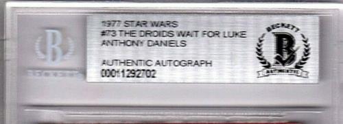 1977 TOPPS Star Wars ANTHONY DANIELS, KENNY BAKER Signed Card #73 SLABBED BAS