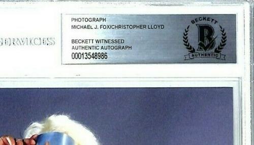 MICHAEL J FOX & CHRISTOPHER LLOYD Signed BACK TO THE FUTURE 8x10 Photo BAS SLAB