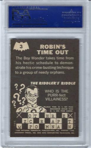 1966 Batman Robin's Time Out  Riddler Back Card # 3   PSA - 7