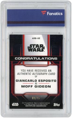 Giancarlo Esposito Star Wars Autographed 2020 Topps Star Wars The Mandalorian Chrome Orange Parallel #ARB-GE #9/25 Card