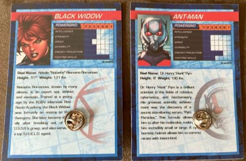 Ant-Man Black Widow Avengers 2015 Marvel Metal NECA metal pins trading cards NEW