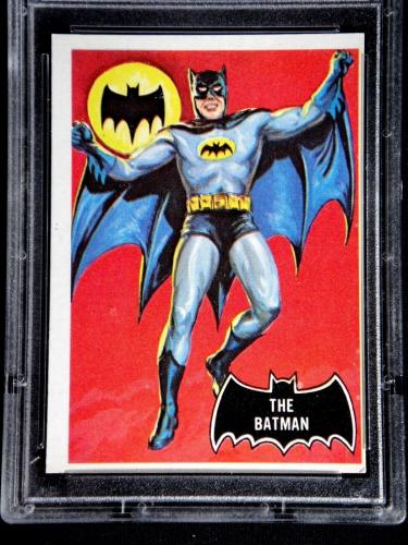 Original 1966 Topps The Batman Rookie Rc Card #1 Psa 7 Oc Near Mint Black Bat