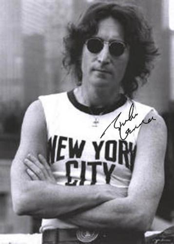 Beatles Autographed Facsimile Signed John Lennon New York City Sleeveless Poster