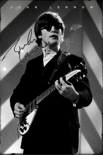 Beatles John Lennon Autographed Facsimile Signed Smoking Poster