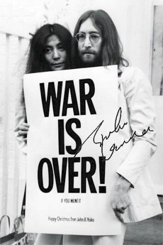 John Lennon Autographed Facsimile Signed Yoko Ono The War Is Over Poster