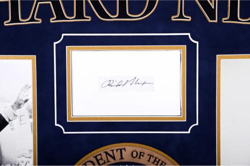 Richard Nixon Autographed Cut Deluxe Horizontal Framing 3" x 5" PSA Slab