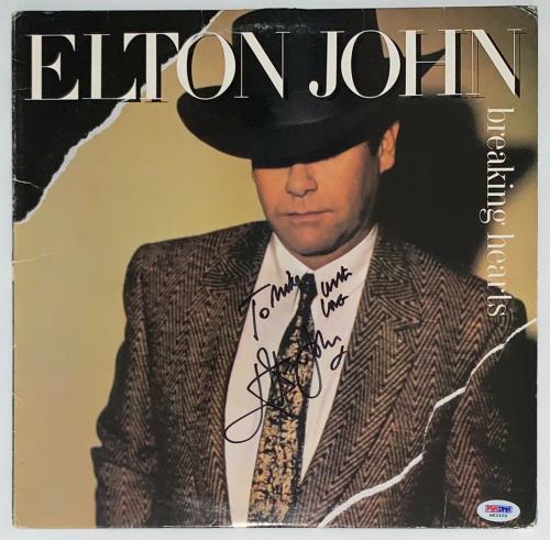 Elton John Signed Breaking Hearts Record Album Psa Coa M82459