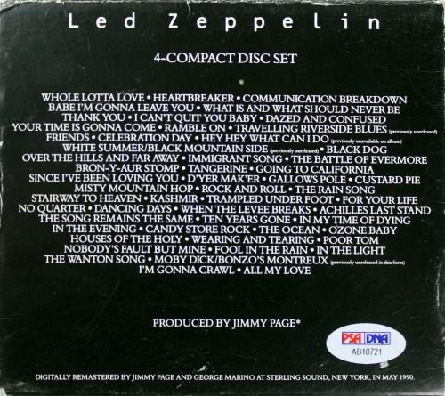 Rober Plant & John Paul Jones Led Zeppelin Signed 4 CD Box Set PSA/DNA