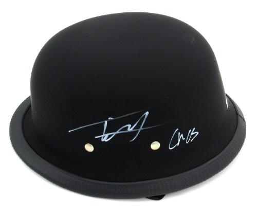 Tommy Flanagan & Ryan Hurst Signed Daytona Matte Black Authentic Biker Helmet With “Chibs” and “Opie” Inscriptions