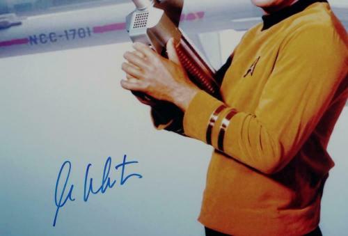 William Shatner Signed Star Trek 16x20 Photo *Blue Enterprise/Space Gun - JSA W