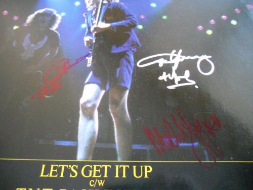 AC/DC Heat Lets Get It Up Single Angus Malcolm Cliff Signed LP PSA Certified