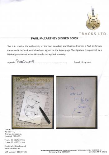 Paul McCartney Autographed Composer/Artist Book w Hand Drawn Sketch TRACKS COA