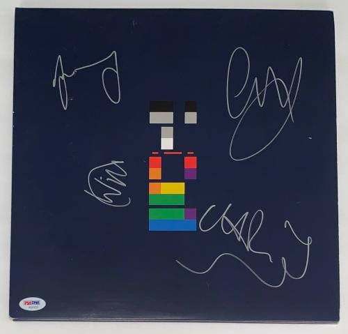 Coldplay X4 Chris Martin Guy Berryman Jonny & Will Signed X&y Record Psa Loa