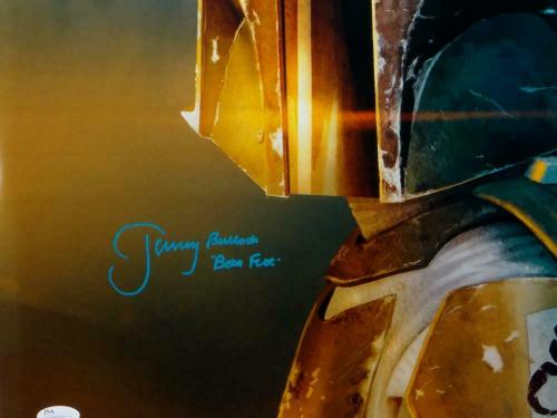 Jeremy Bulloch Boba Fett Signed Star Wars 16x20 Vert. Close Up Photo- JSA *Blue