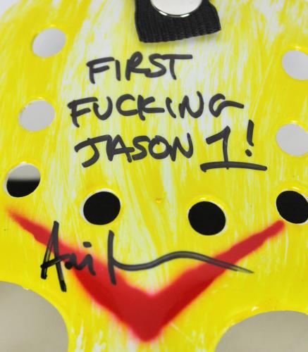 Ari Lehman Friday The 13th "First F****** Jason!" Signed Yellow Jason Mask BAS