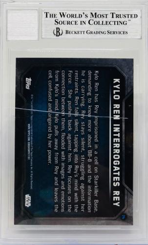Daisy Ridley Adam Driver Signed Star Wars Force Awakens Topps - Graded 10 BAS 74