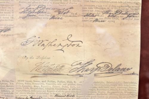 George Washington & Thomas Jefferson Signed 12.75x16 1793 Ship's Passport BAS