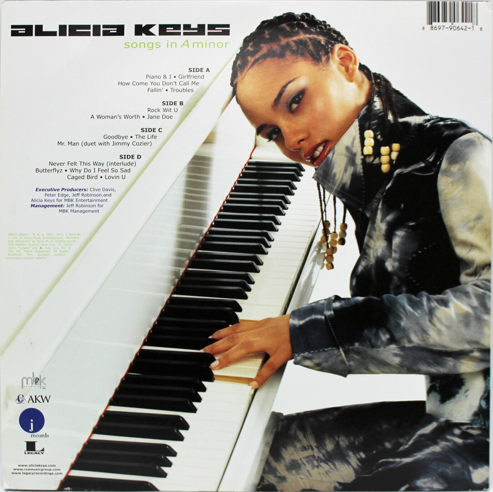  Alicia  Keys Signed Songs  In A Minor Album Cover W Vinyl 